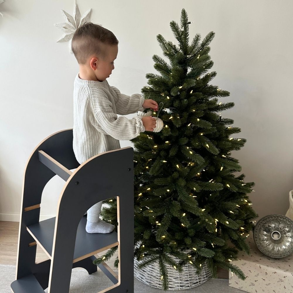 Montessori Lernturm grau höhenverstellbar