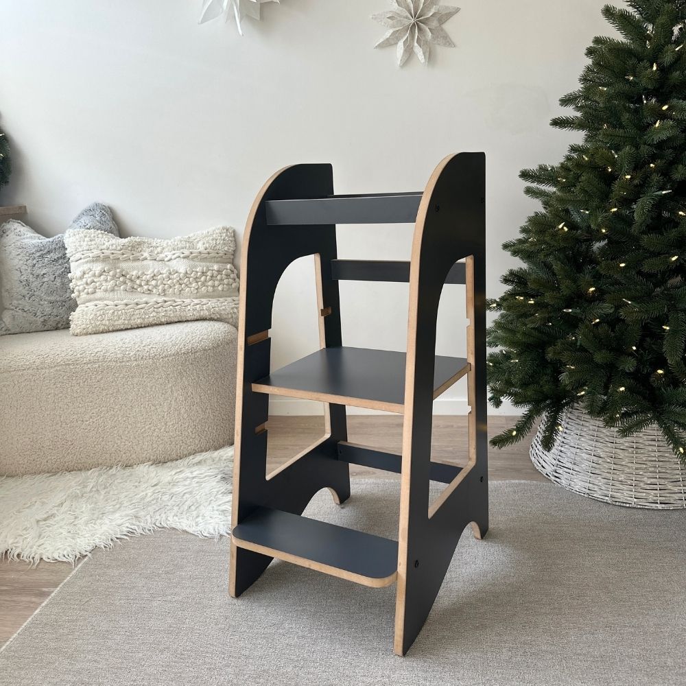 Montessori Lernturm grau höhenverstellbar