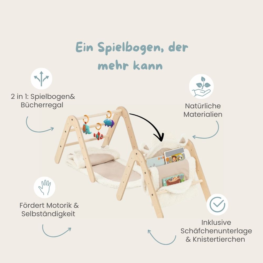 Multifunktionaler Montessori Spielbogen & Bücherregal | 2 in 1