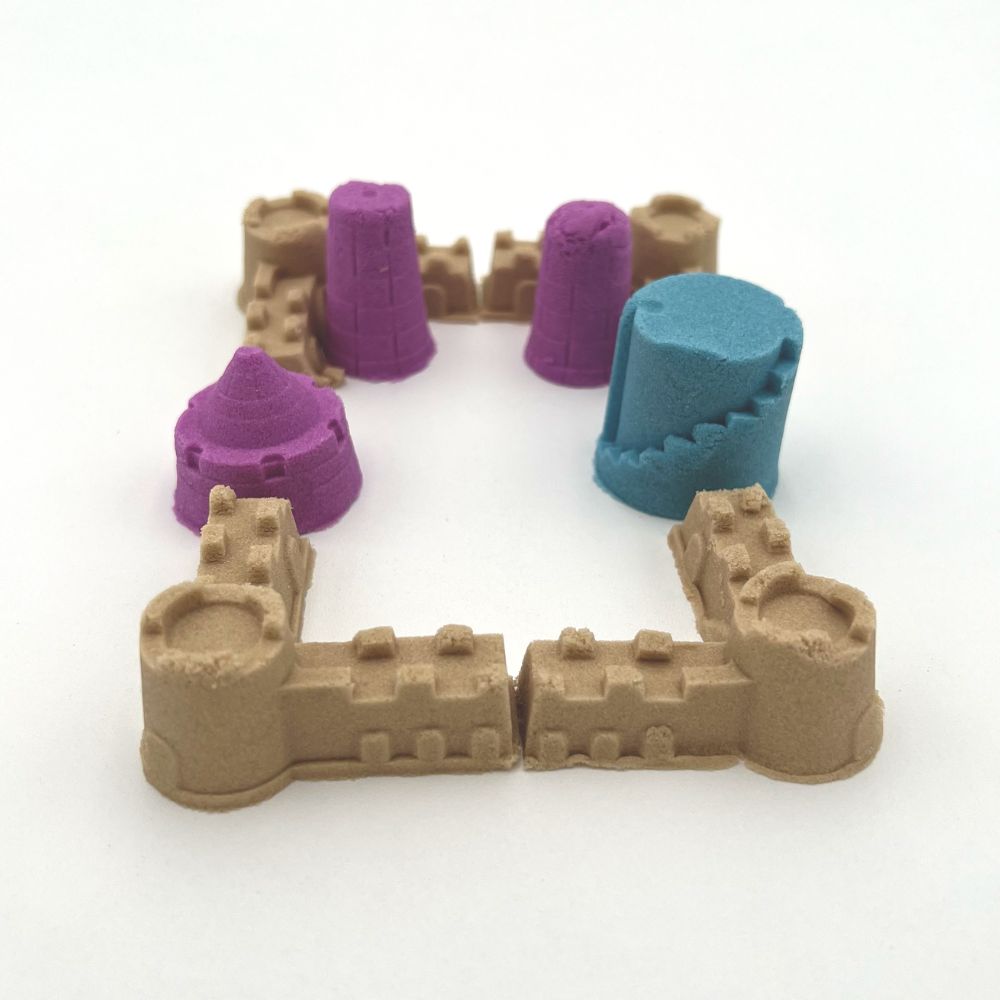 Kreativ Sand inkl. Burgen Baustein | formbarer, kinetischer Spielsand | 900g