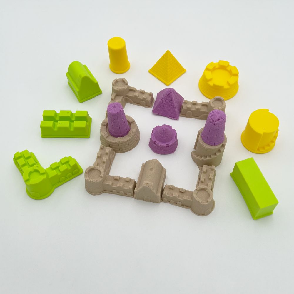Kreativ Sand inkl. Burgen Baustein | formbarer, kinetischer Spielsand | 900g