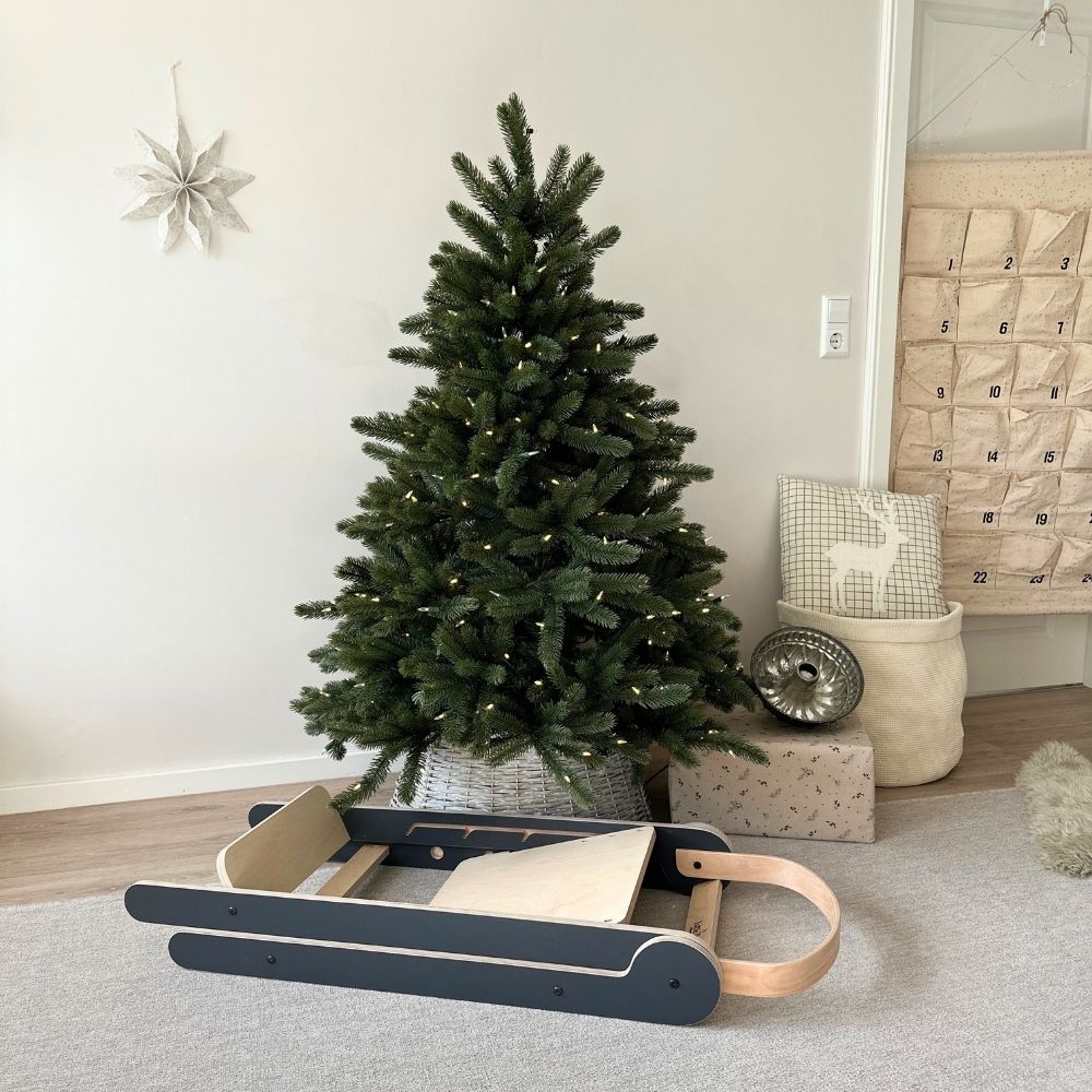 Montessori Lernturm Klappbar | Grau | mit Kippschutz | FSC