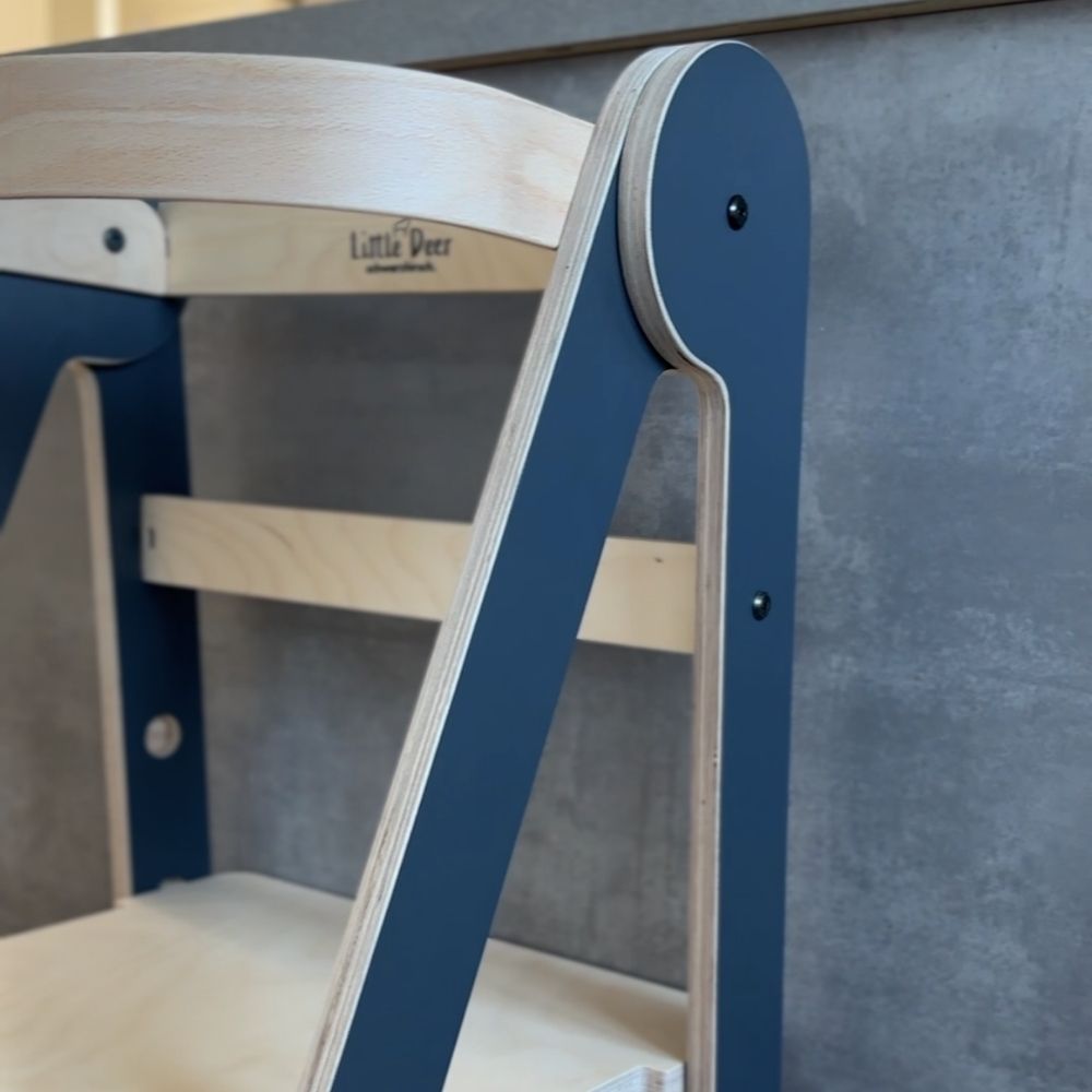 Montessori Lernturm Klappbar | Grau | mit Kippschutz | FSC