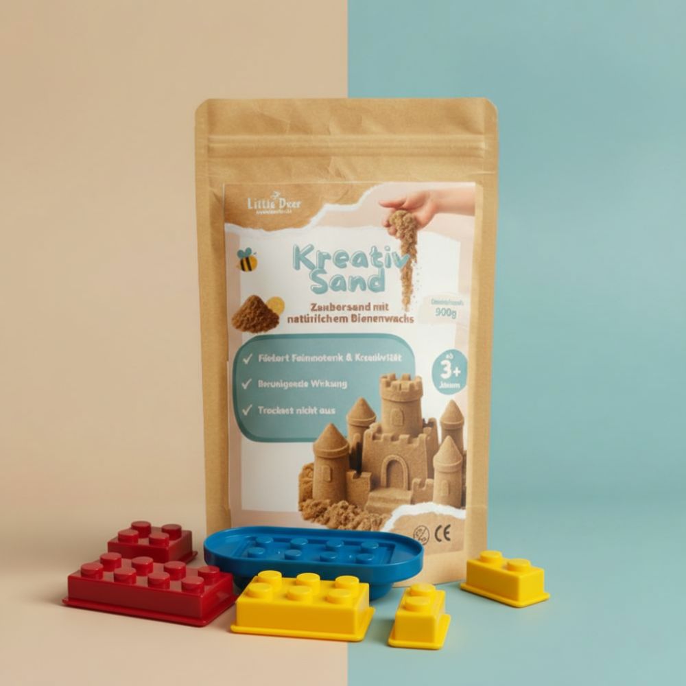 Kreativ Sand inkl. Bausteine | formbarer, kinetischer Spielsand | 900g